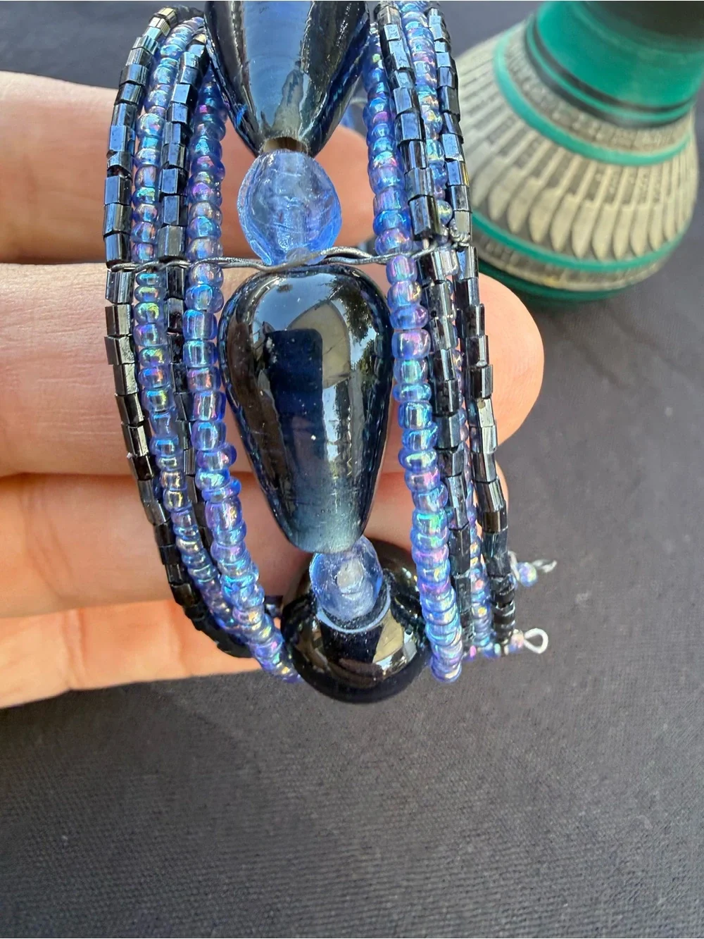 Beautiful black with various size  Beads bracelet